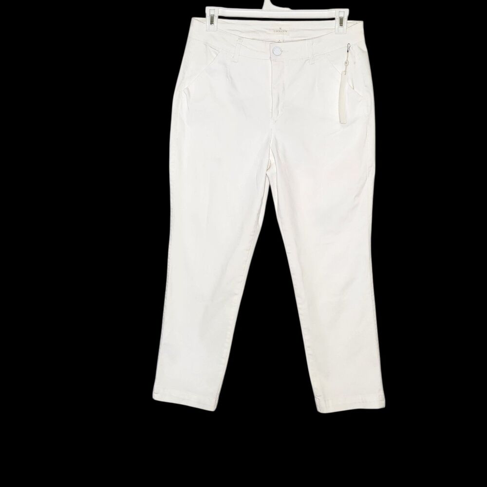 Caslon Nordstrom Chino Ankle Pants Women's 14 White Stretch Cotton Coastal Chic